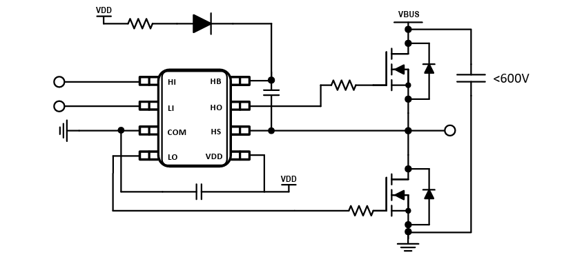 Schematic - Texas Instruments UCC2773x/-Q1 Half-Bridge Gate Drivers